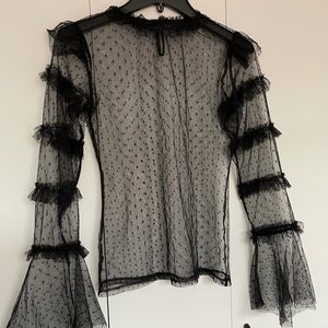 Sheer Black Ruffled Blouse
